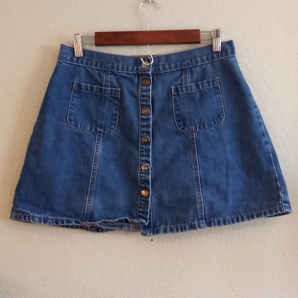 BDG Urban Outfitters Button Down Denim A-Line Boho 70s 90s Y2K Casual Mini Skirt